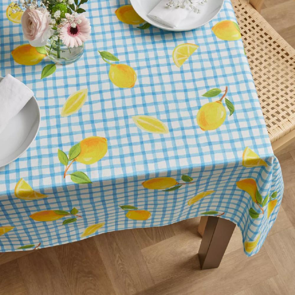 eminza Nappe rectangulaire coton enduit (150 x 250 cm) Menton Bleue