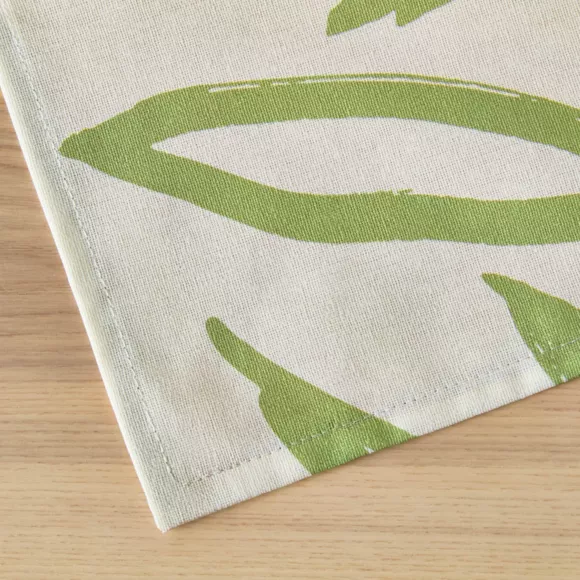 Eminza Nappe Rectangulaire Coton Enduit (150 X 350 Cm) Galice Vert Eucalyptus