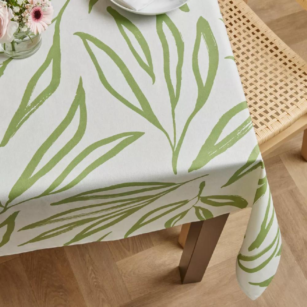 eminza Nappe rectangulaire coton enduit (150 x 350 cm) Galice Vert eucalyptus