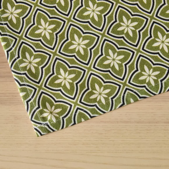 Eminza Nappe Rectangulaire Coton Enduit (150 X 350 Cm) Gloria Verte