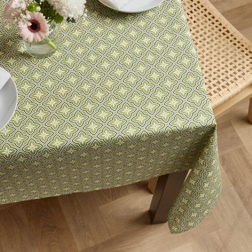 eminza Nappe rectangulaire coton enduit (150 x 350 cm) Gloria Verte
