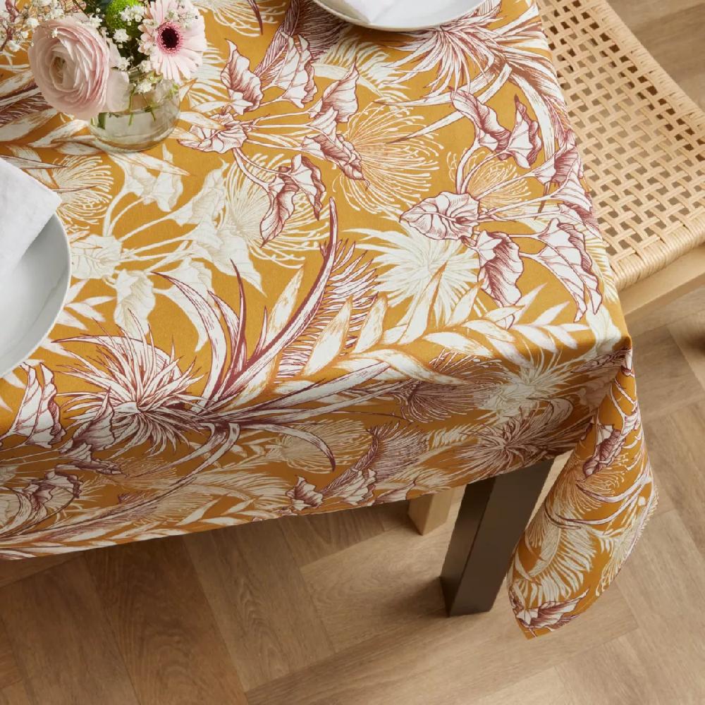 eminza Nappe rectangulaire coton enduit (150 x 350 cm) Granada Jaune moutarde