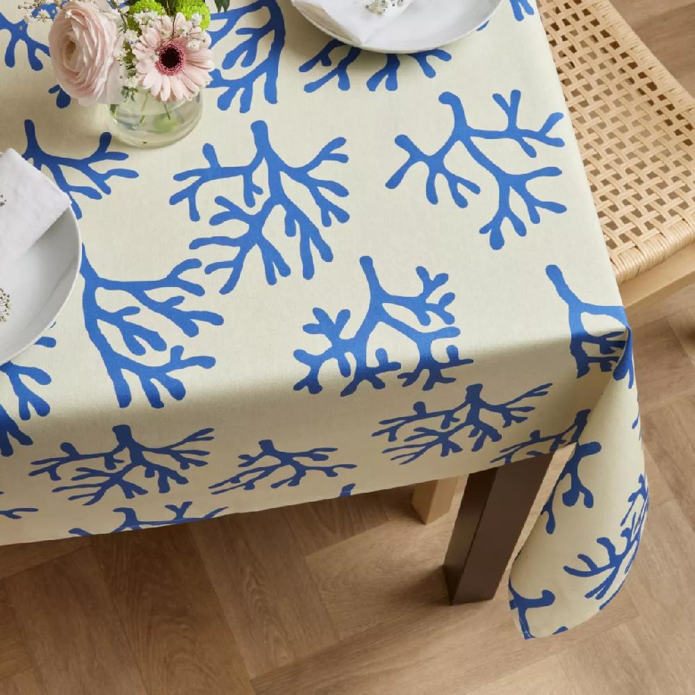 eminza Nappe rectangulaire coton enduit (150 x 350 cm) Moorea Bleue