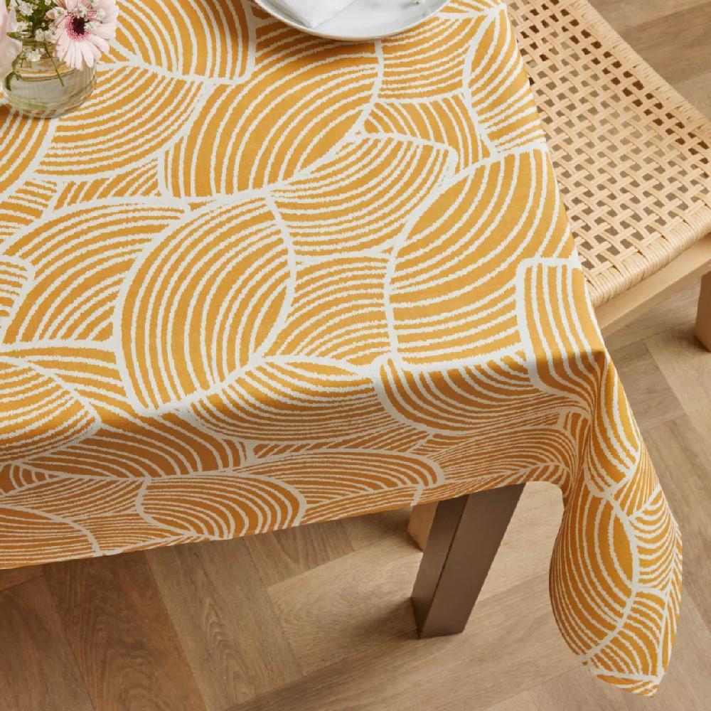 eminza Nappe rectangulaire coton enduit (150 x 350 cm) Sarah Jaune moutarde