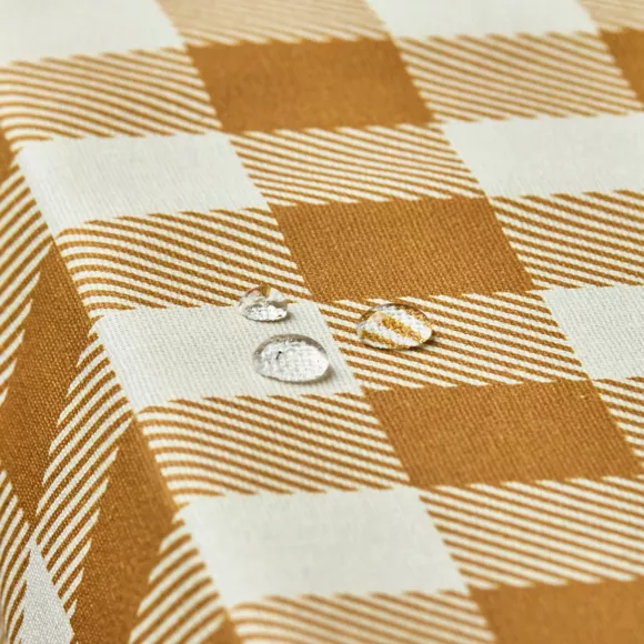 Eminza Nappe Rectangulaire Coton Enduit (150 X 350 Cm) Vichy Jaune Moutarde