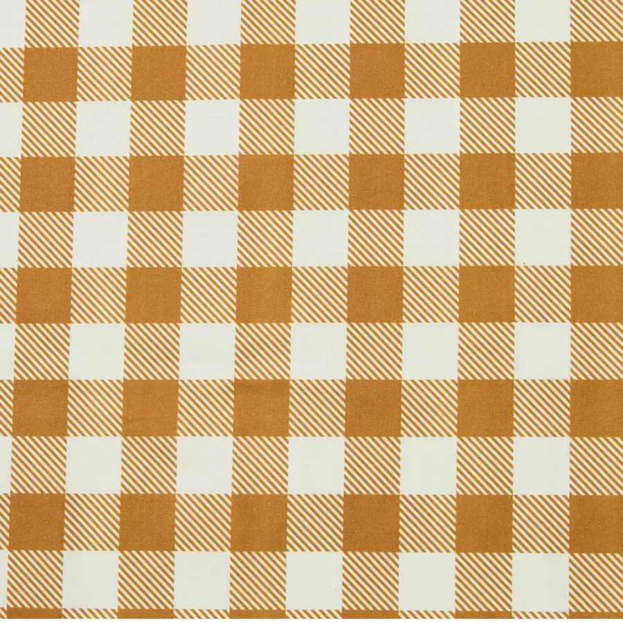 Eminza Nappe Rectangulaire Coton Enduit (150 X 350 Cm) Vichy Jaune Moutarde