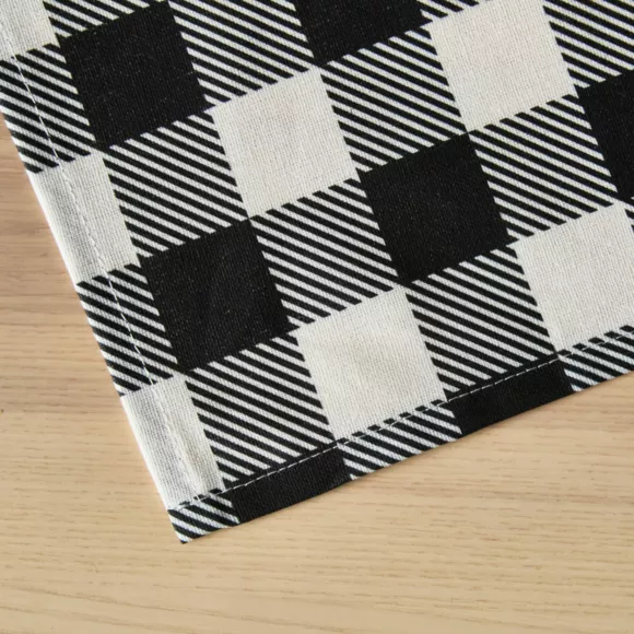 Eminza Nappe Rectangulaire Coton Enduit (150 X 350 Cm) Vichy Noire