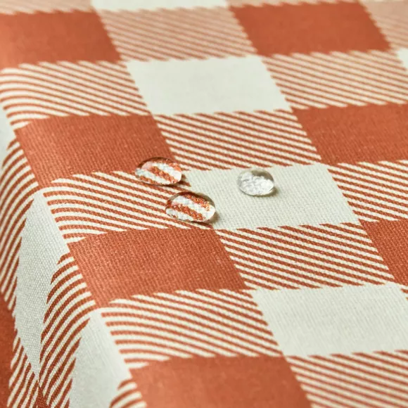 Eminza Nappe Rectangulaire Coton Enduit (150 X 350 Cm) Vichy Terracotta
