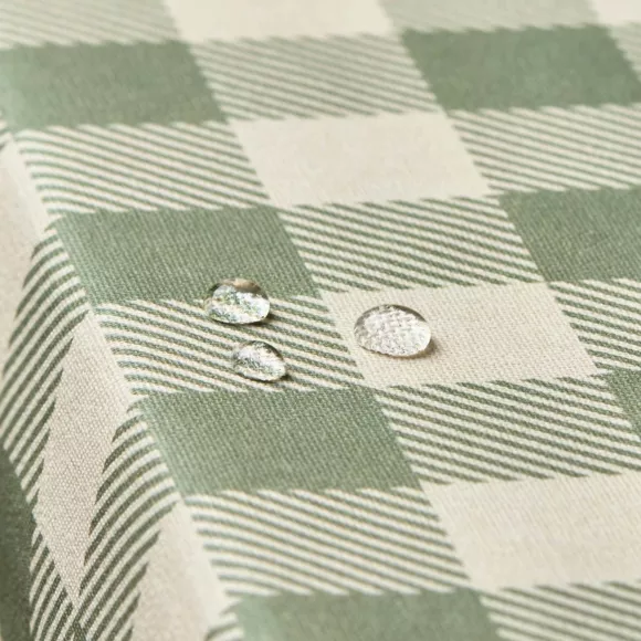 Eminza Nappe Rectangulaire Coton Enduit (150 X 350 Cm) Vichy Vert Sauge