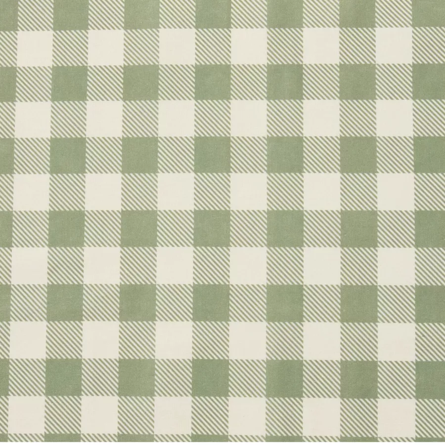Eminza Nappe Rectangulaire Coton Enduit (150 X 350 Cm) Vichy Vert Sauge