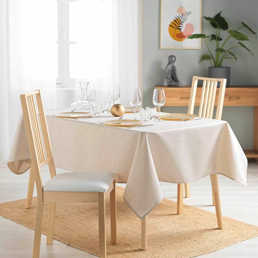 Eminza Nappe Rectangulaire Enduite (140 X 250 Cm) Azuline Ecru