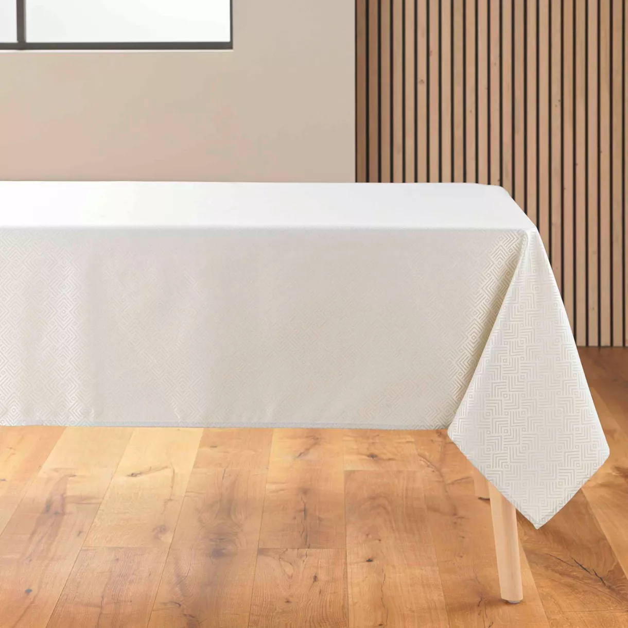 eminza Nappe rectangulaire enduite (140 x 250 cm) Azuline Ecru