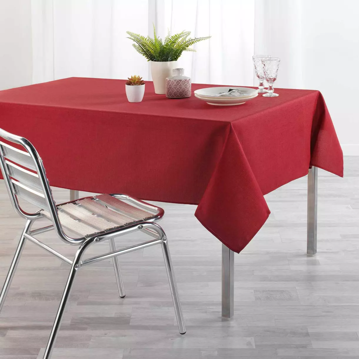 eminza Nappe rectangulaire enduite (L250 cm) Newton Rouge carmin