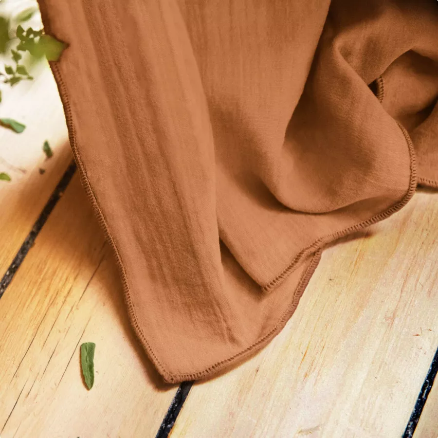 Eminza Nappe Rectangulaire Gaze De Coton (150 X 250 Cm) Gaïa Abricot