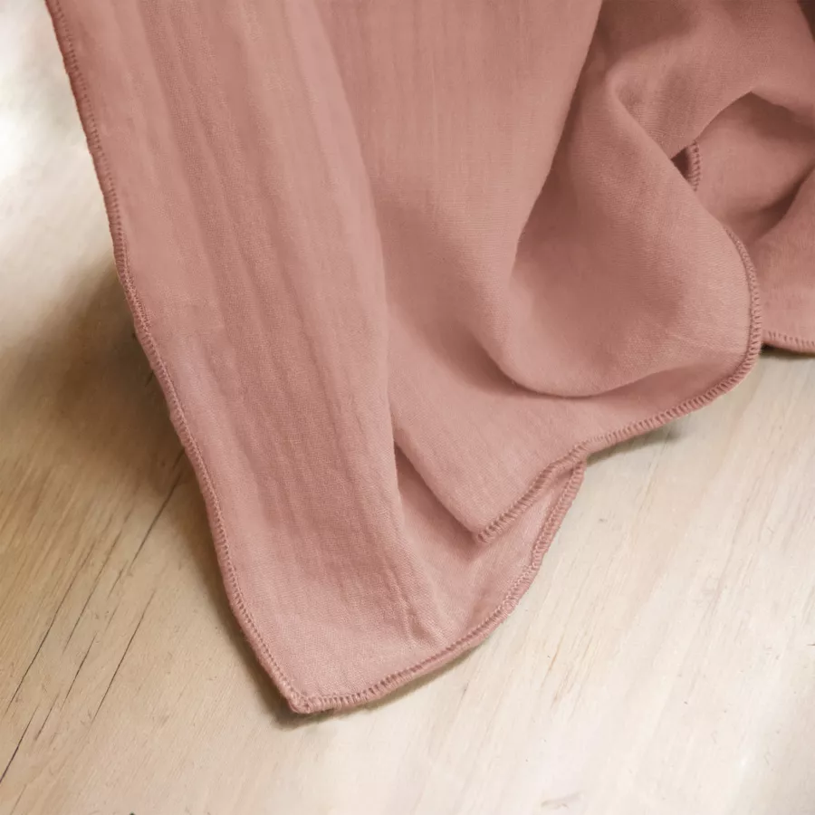 Eminza Nappe Rectangulaire Gaze De Coton (150 X 250 Cm) Gaïa Rose Pêche