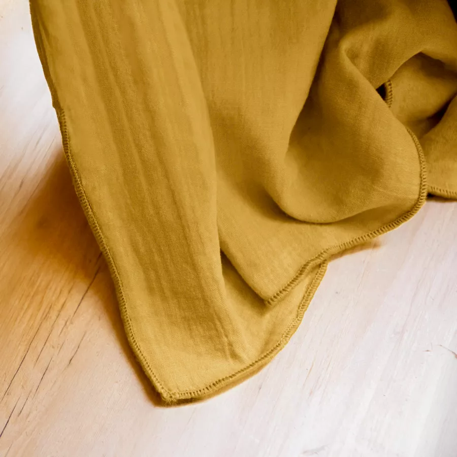 Eminza Nappe Rectangulaire Gaze De Coton (150 X 250 Cm) Gaïa Jaune Safran