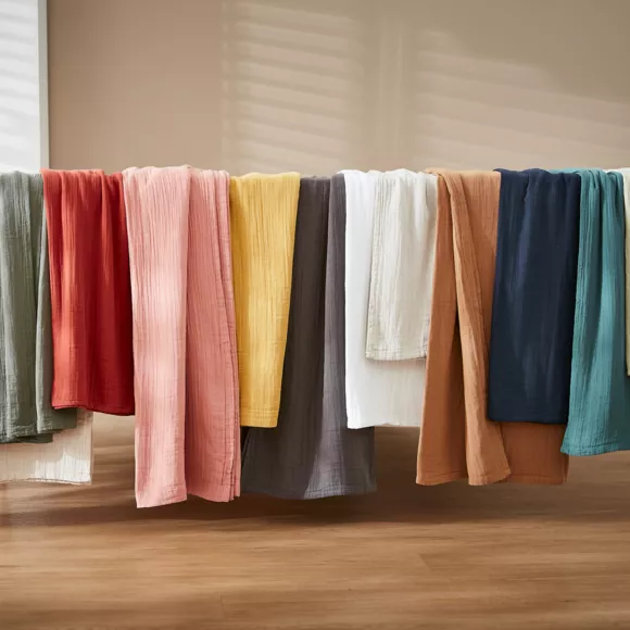 Eminza Nappe Rectangulaire Gaze De Coton (150 X 250 Cm) Gaïa Vert Eucalyptus