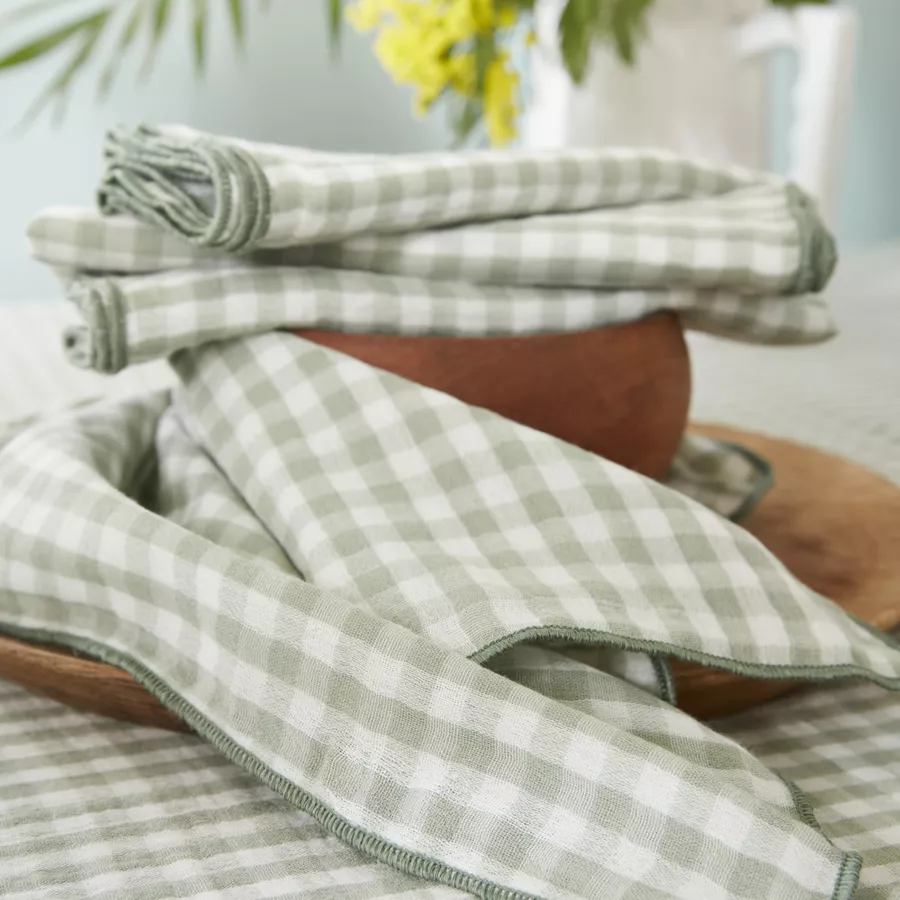 Eminza Nappe Rectangulaire Gaze De Coton (150 X 250 Cm) Vickie Vert Eucalyptus