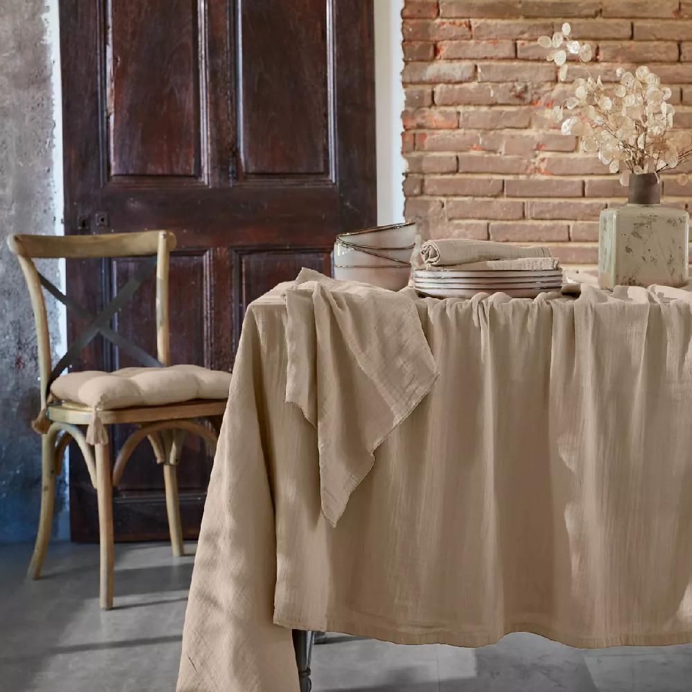eminza Nappe rectangulaire gaze de coton (150 x 350 cm) Gaïa Ficelle
