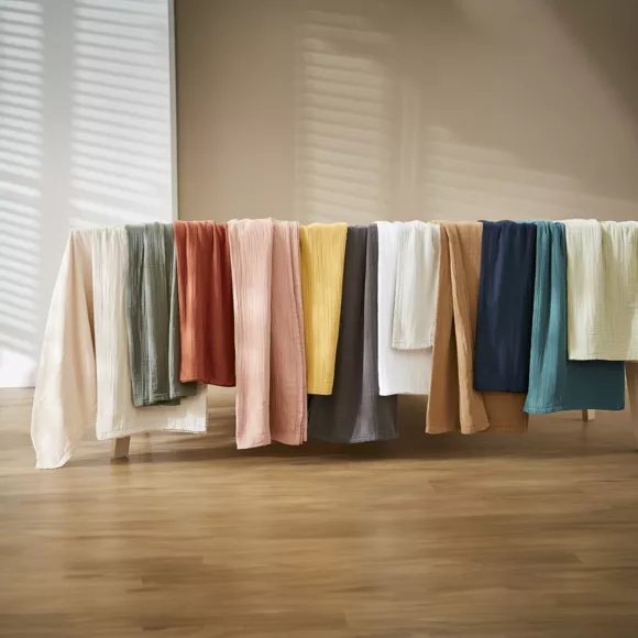 Eminza Nappe Rectangulaire Gaze De Coton (150 X 350 Cm) Gaïa Bleu Nuit