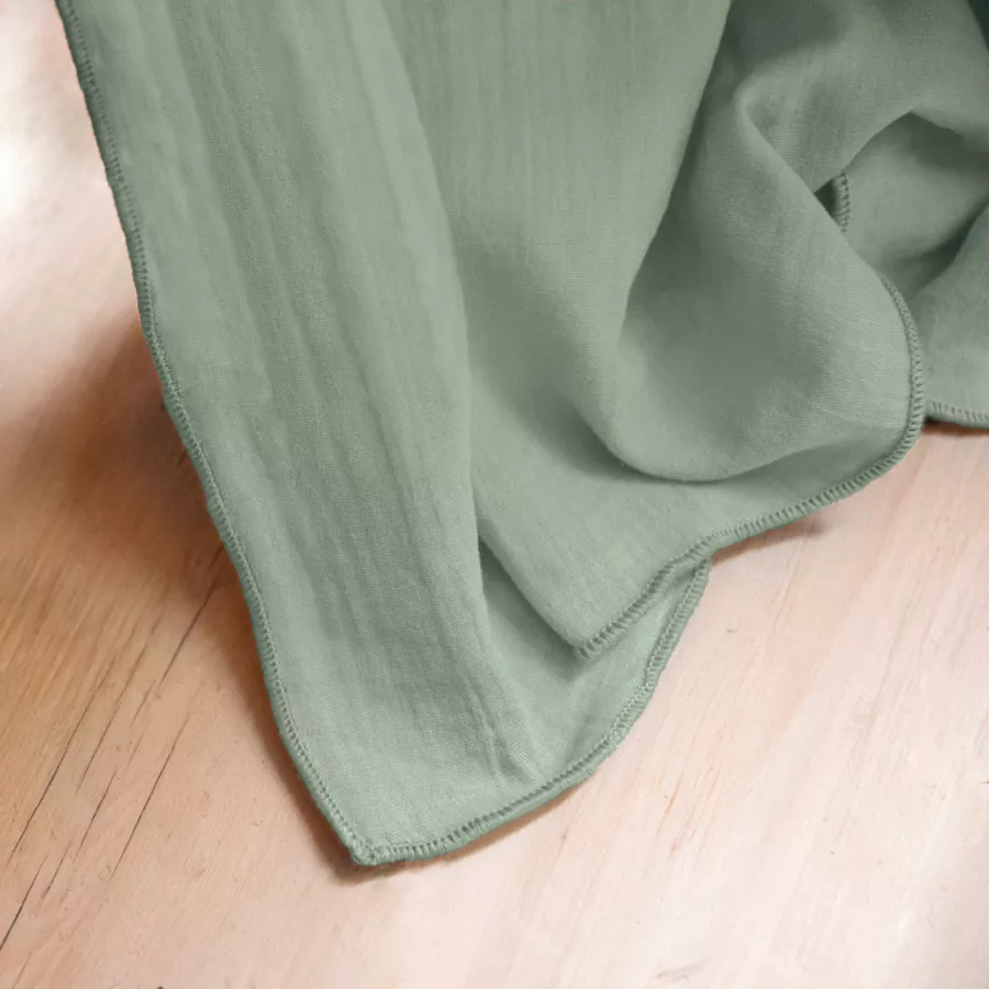 Eminza Nappe Rectangulaire Gaze De Coton (150 X 350 Cm) Gaïa Vert Eucalyptus