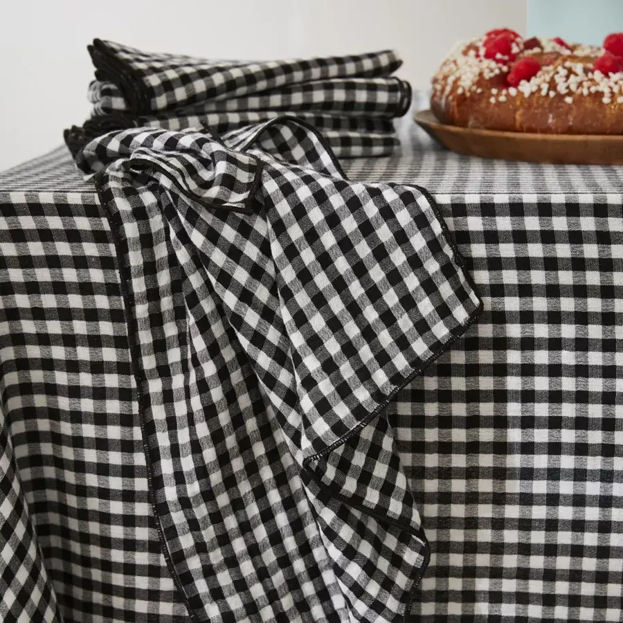 Eminza Nappe Rectangulaire Gaze De Coton (150 X 350 Cm) Vickie Noire