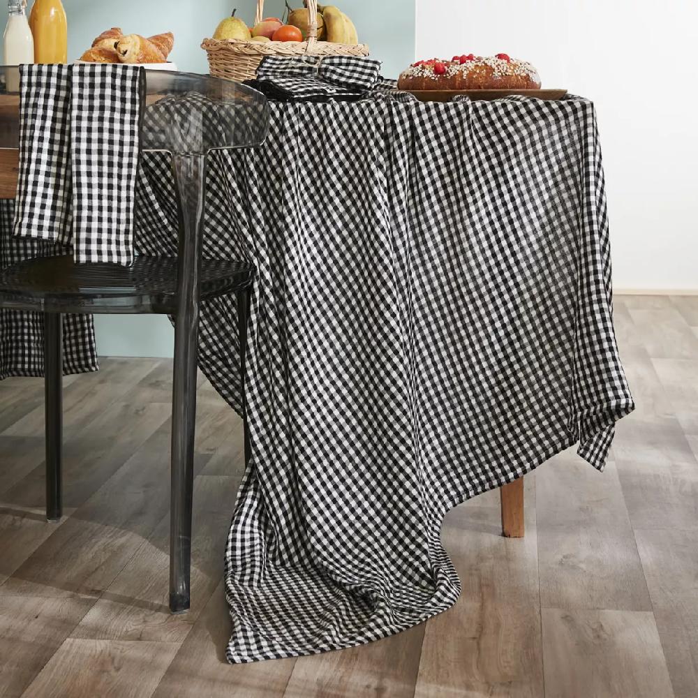 eminza Nappe rectangulaire gaze de coton (150 x 350 cm) Vickie Noire