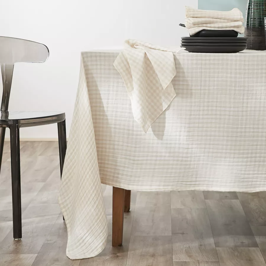 Eminza Nappe Rectangulaire Gaze De Coton (150 X 350 Cm) Vickie Beige
