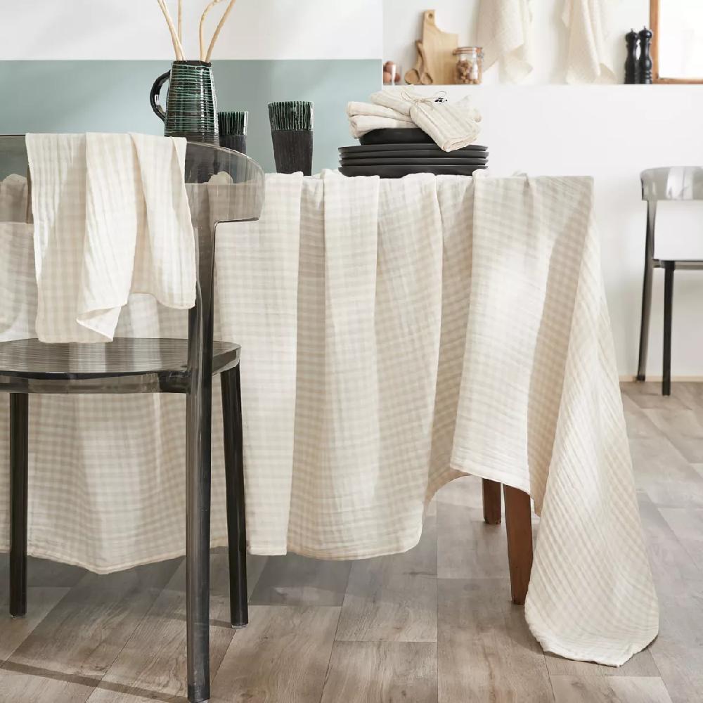 eminza Nappe rectangulaire gaze de coton (150 x 350 cm) Vickie Beige