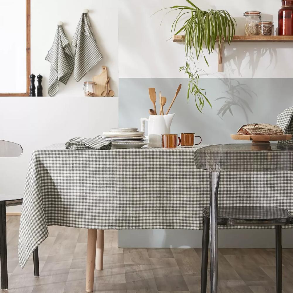 eminza Nappe rectangulaire gaze de coton (150 x 350 cm) Vickie Vert romarin