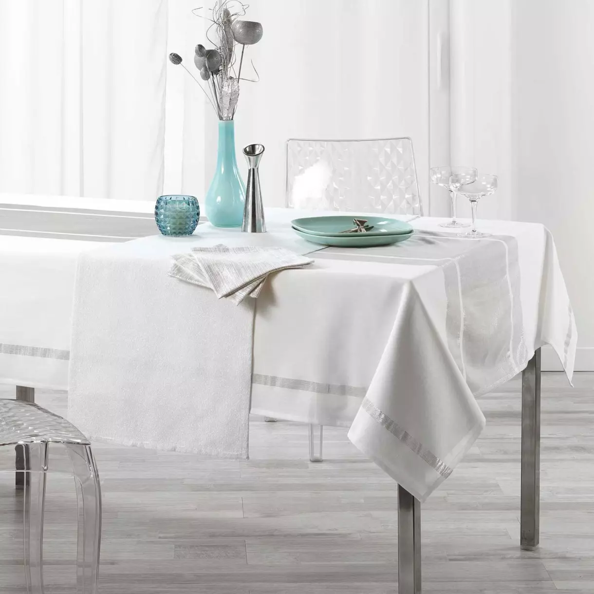 eminza Nappe rectangulaire (L240 cm) Elegancia Argent