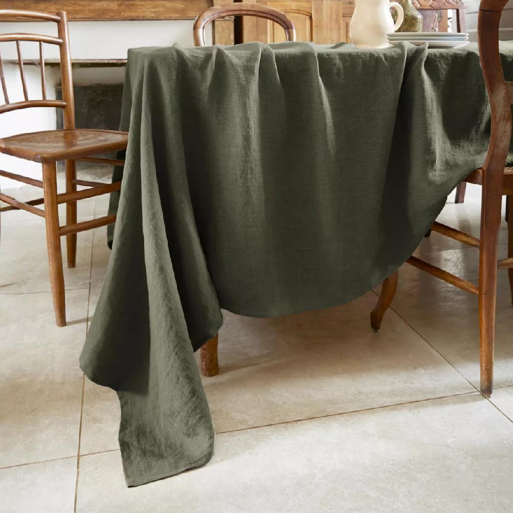 eminza Nappe rectangulaire lin lavé (170 x 250 cm) Louise Vert romarin