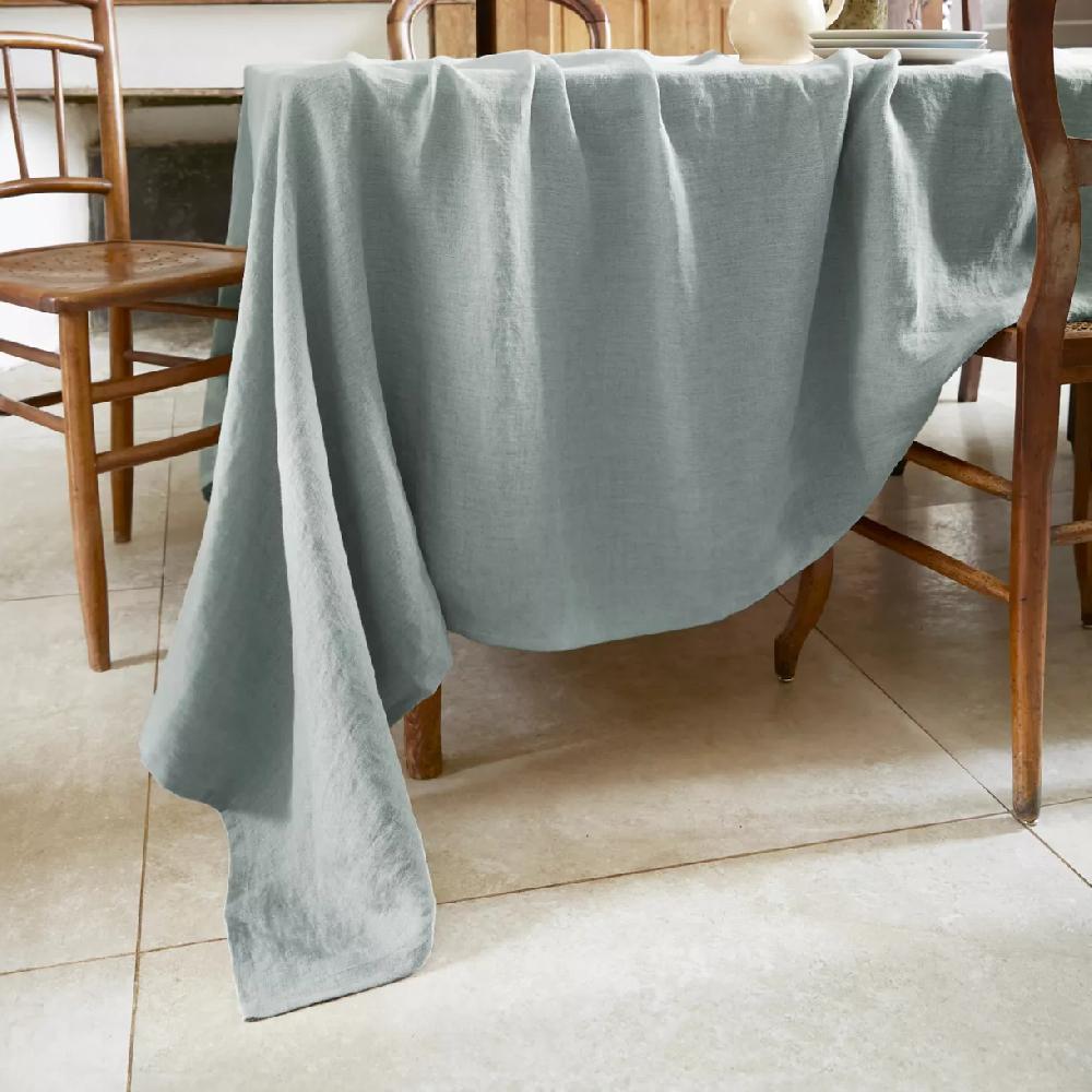 eminza Nappe rectangulaire lin lavé (170 x 250 cm) Louise Vert eucalyptus
