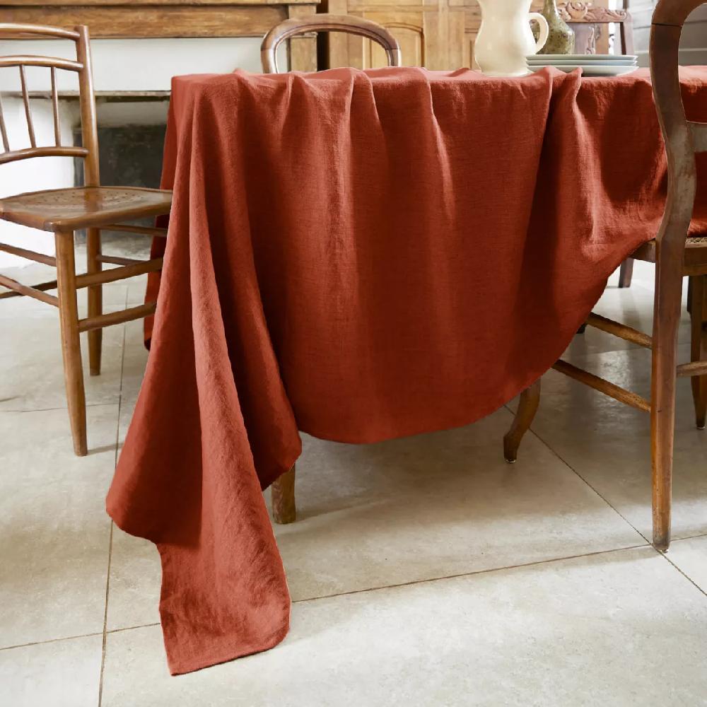 eminza Nappe rectangulaire lin lavé (170 x 350 cm) Louise Terracotta