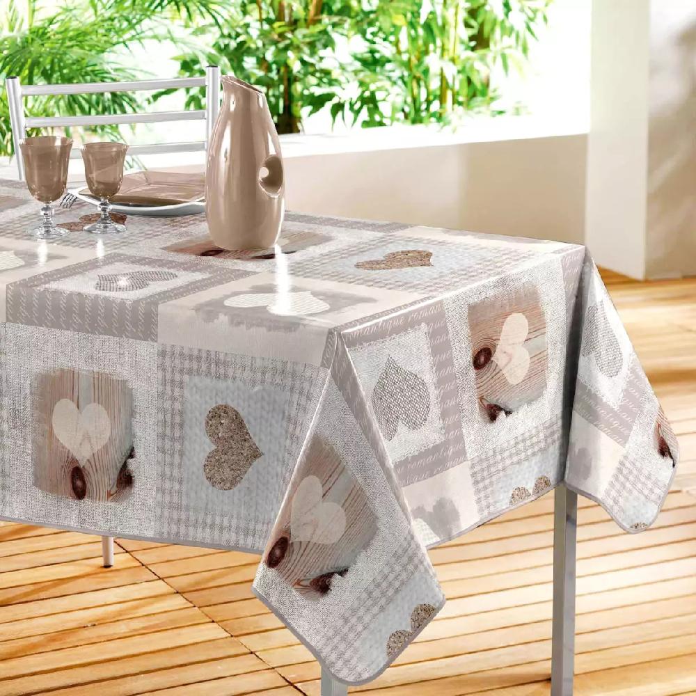 eminza Nappe rectangulaire toile cirée (140 x 240 cm) Cosy Coeur