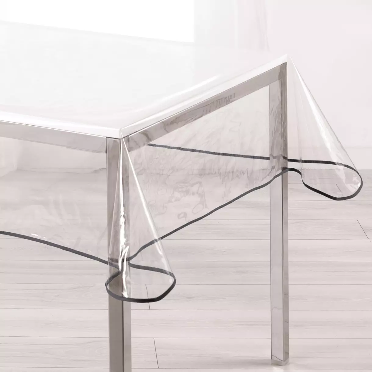 eminza Nappe rectangulaire toile cirée transparente (140 x 240 cm) Garden Anthracite