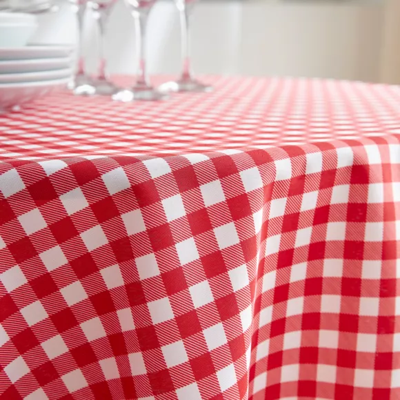 Eminza Nappe Ronde Anti Tache (180 Cm) Elise Vichy Rouge