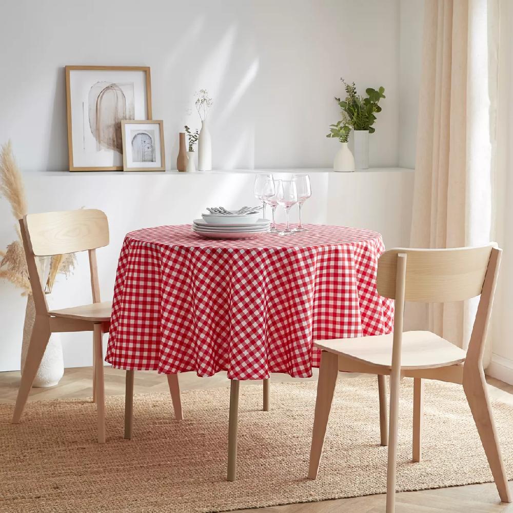 eminza Nappe ronde anti tache (180 cm) Elise Vichy Rouge