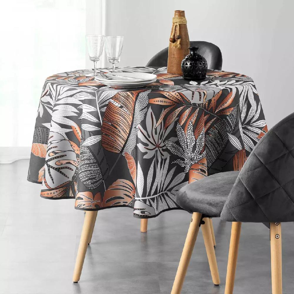 eminza Nappe ronde anti tache (D180 cm) Alianor Gris anthracite