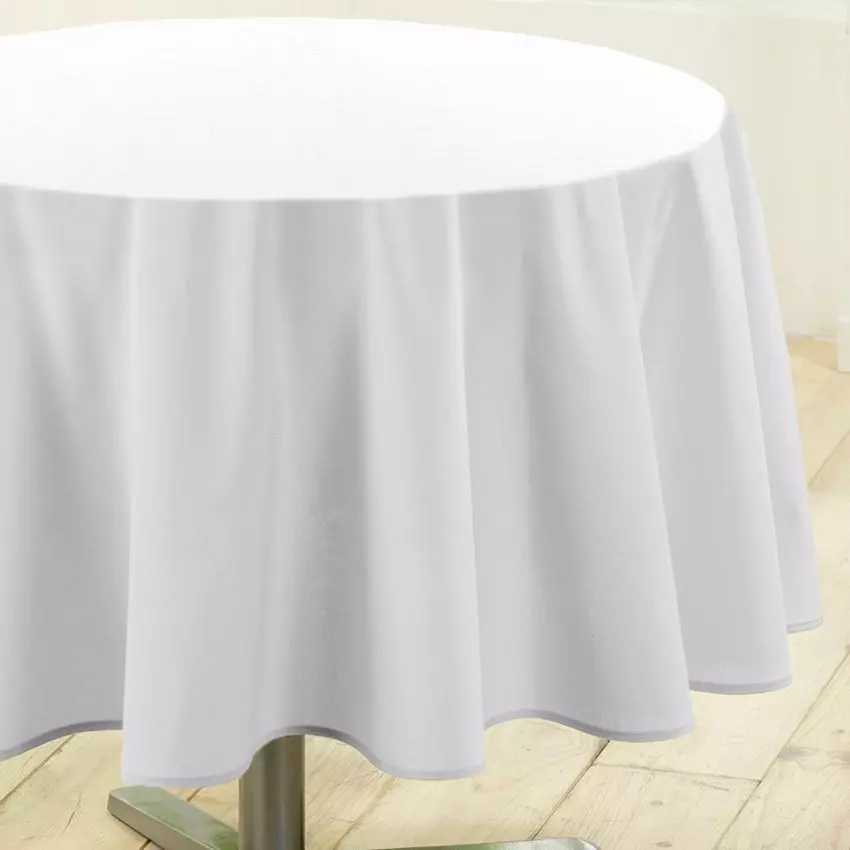eminza Nappe ronde anti tache (D180 cm) Essentiel Blanche