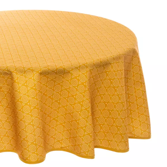 Eminza Nappe Ronde Anti Tache (D180 Cm) Etnik Jaune Ocre
