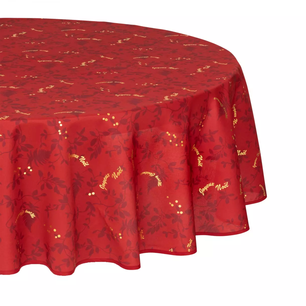 eminza Nappe ronde anti tache (D180 cm) Réveillon Rouge