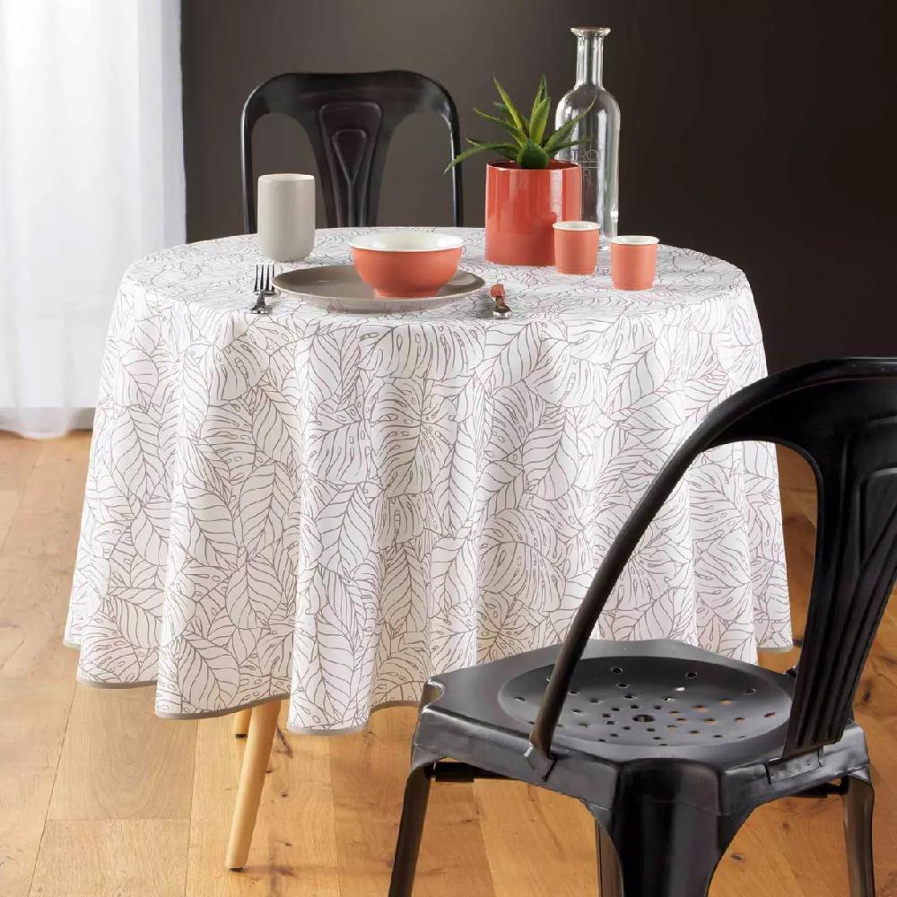 eminza Nappe ronde anti-taches (D180 cm) Solea Blanche