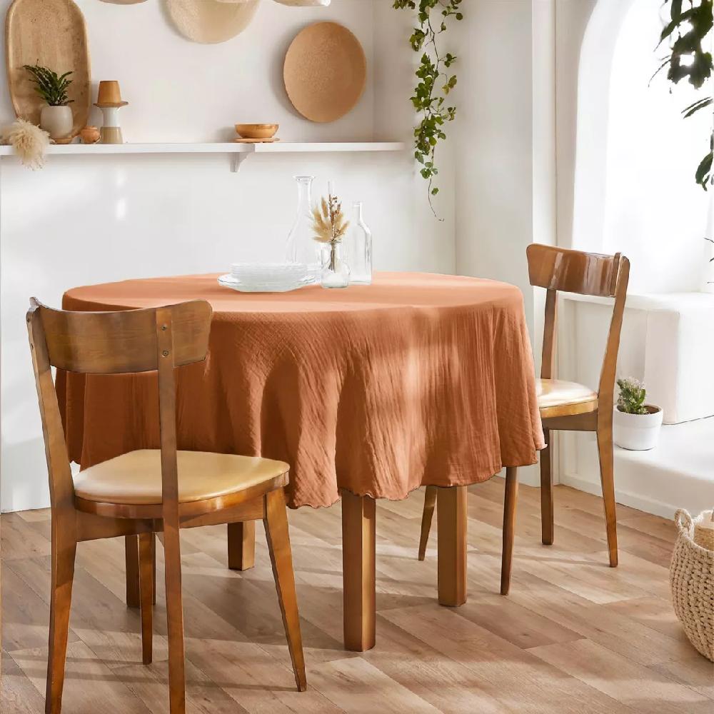 eminza Nappe ronde gaze de coton (180 cm) Gaïa Abricot