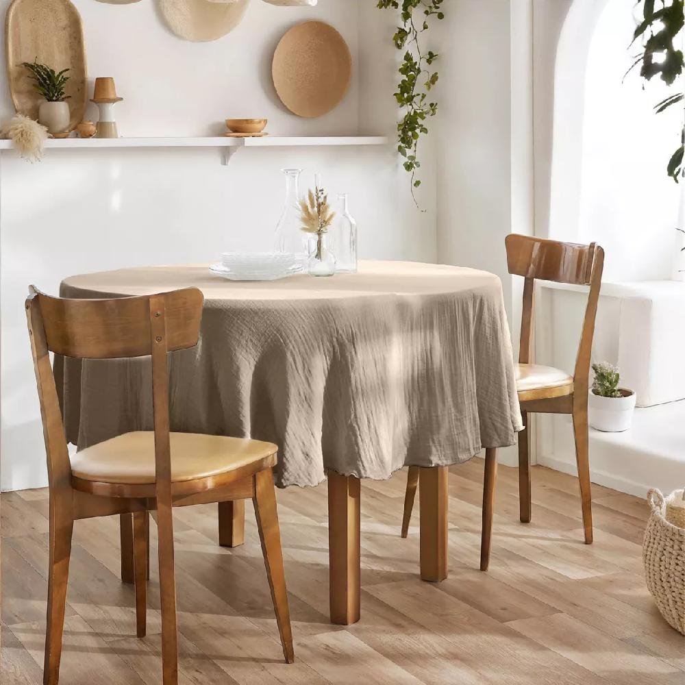 eminza Nappe ronde gaze de coton (180 cm) Gaïa Ficelle