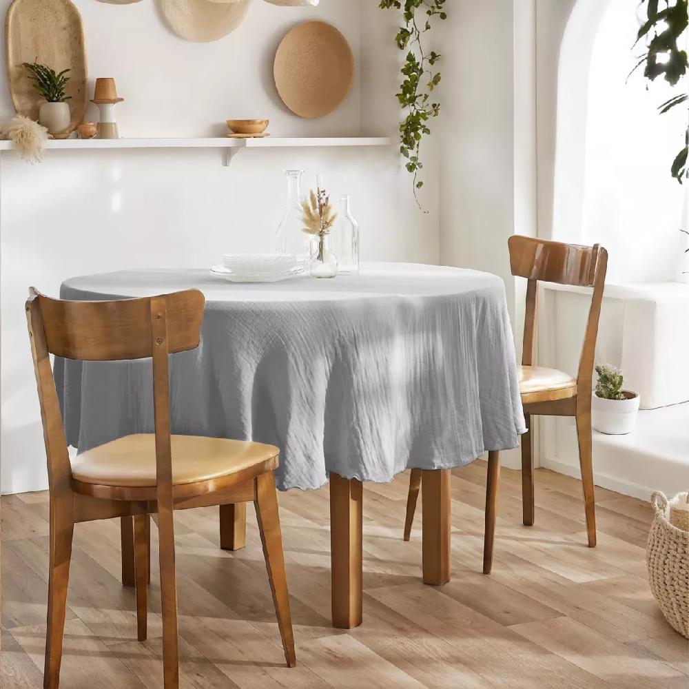 eminza Nappe ronde gaze de coton (180 cm) Gaïa Gris nuage