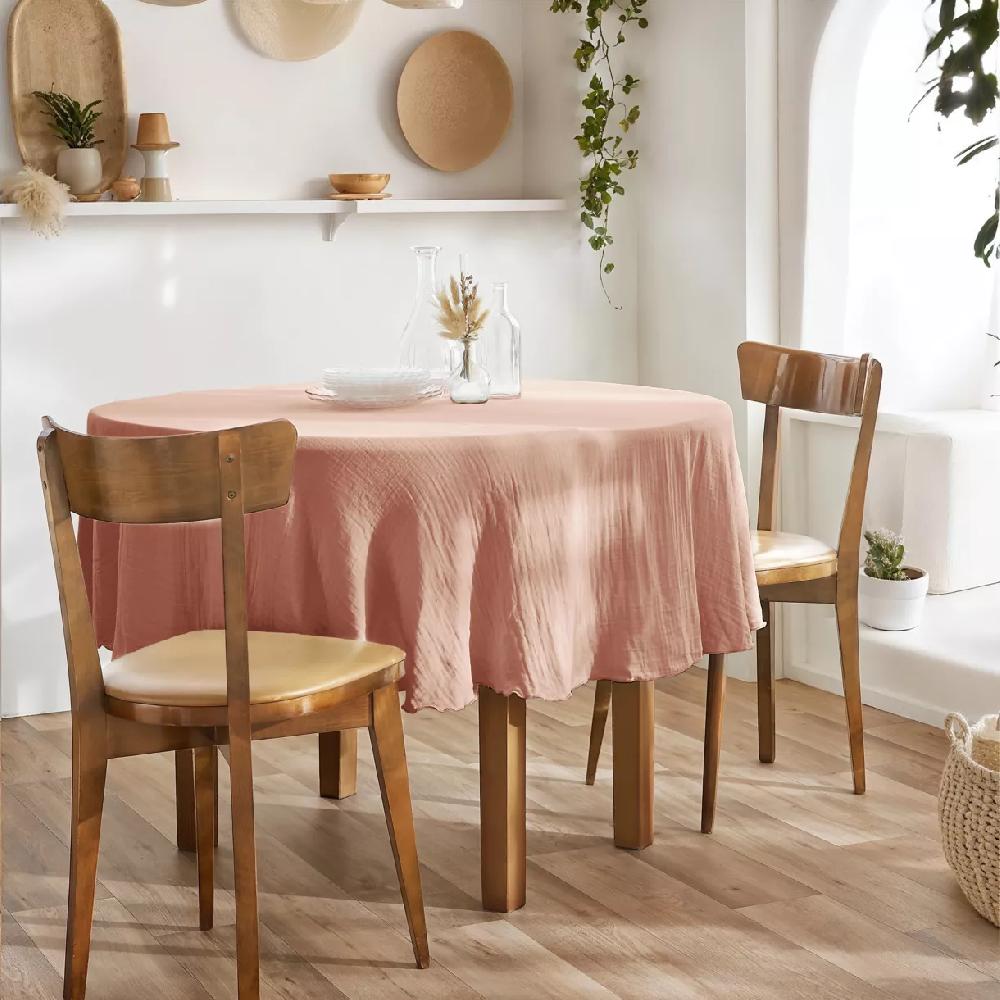 eminza Nappe ronde gaze de coton (180 cm) Gaïa Rose pêche