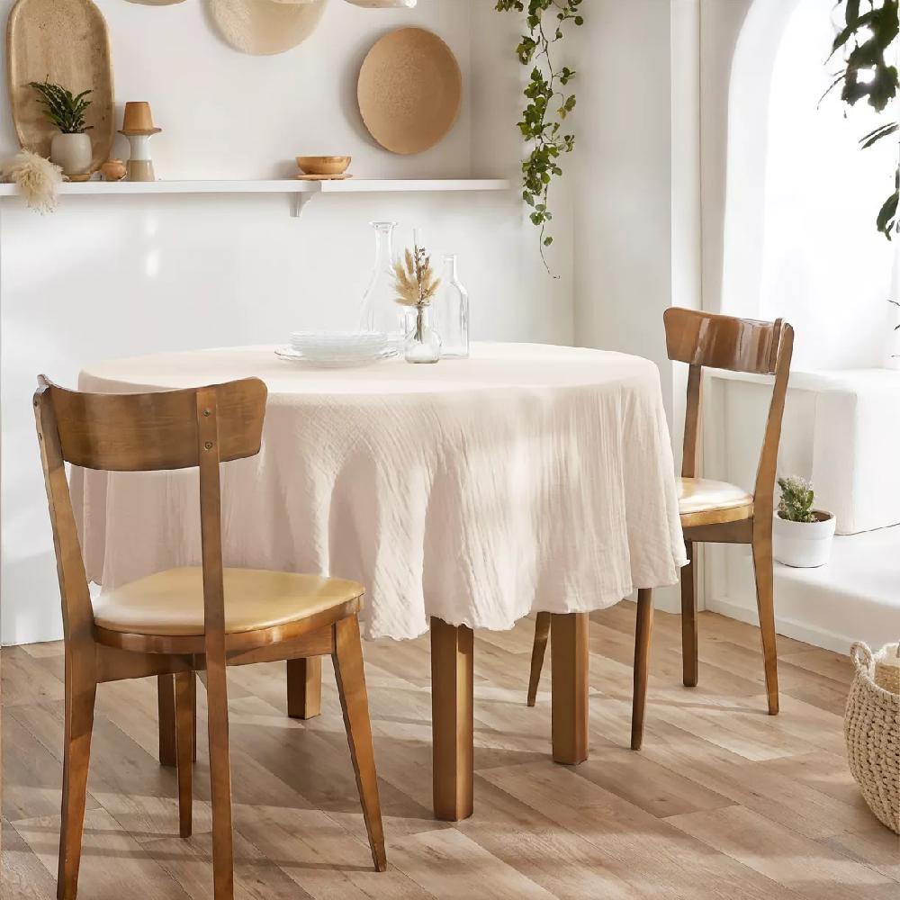 eminza Nappe ronde gaze de coton (180 cm) Gaïa Rose poudré