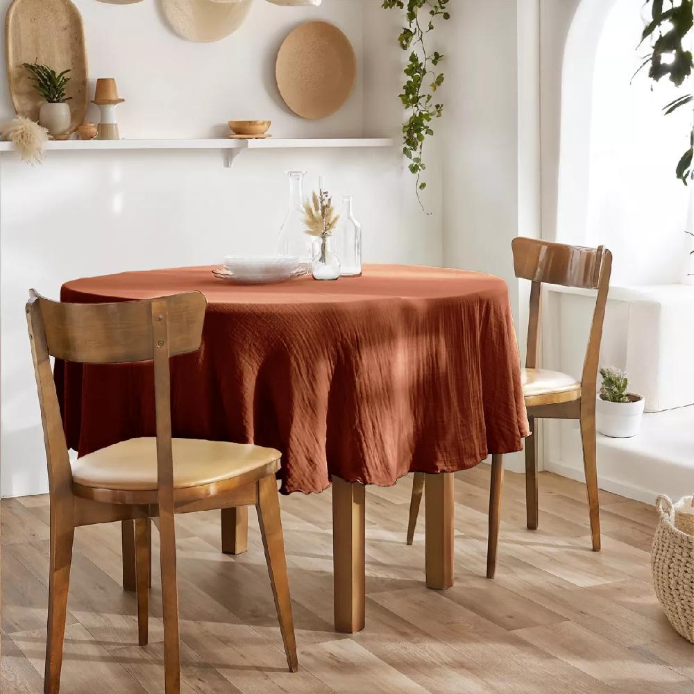 eminza Nappe ronde gaze de coton (180 cm) Gaïa Terracotta