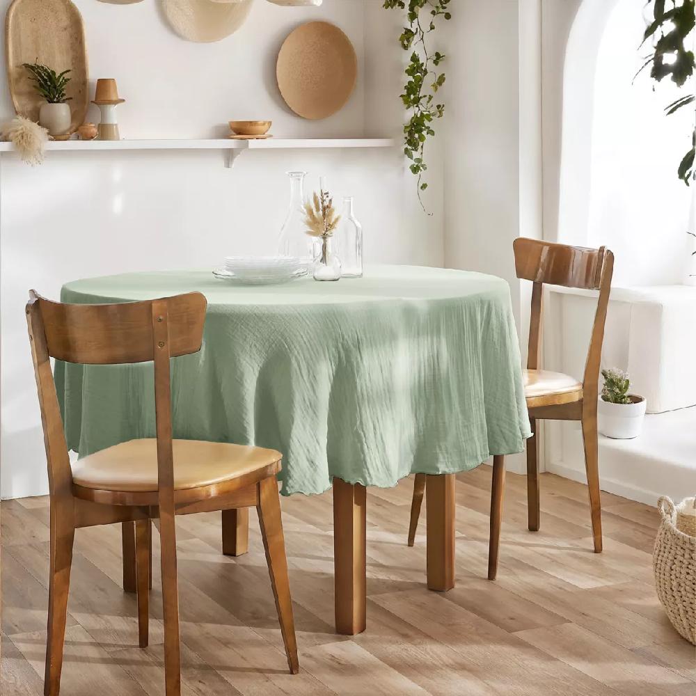 eminza Nappe ronde gaze de coton (180 cm) Gaïa Vert eucalyptus